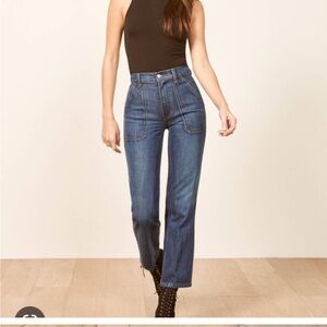Reformation dark wash wide leg jeans